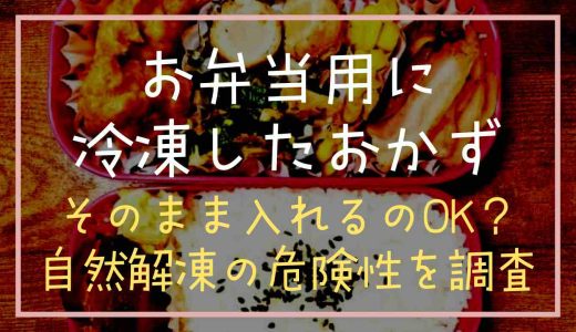 お弁当用に冷凍したおかずをそのまま入れるのは大丈夫？自然解凍の危険性を調査